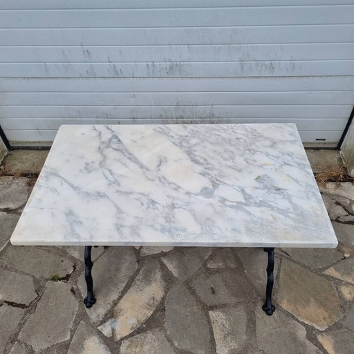 Pierre Ouvrier bistro table, marble & wrought iron