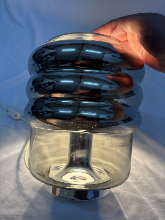 Vintage Peill & Putzler Space Age Table Lamp Smoked Glass (photo 8 of 11)