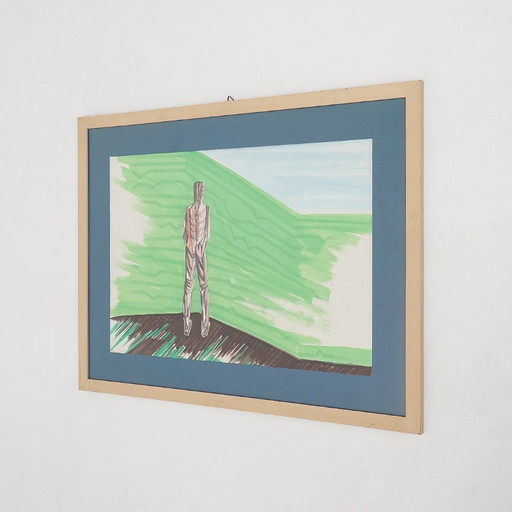 Mario Rossello, technique mixte sur papier, années 1970