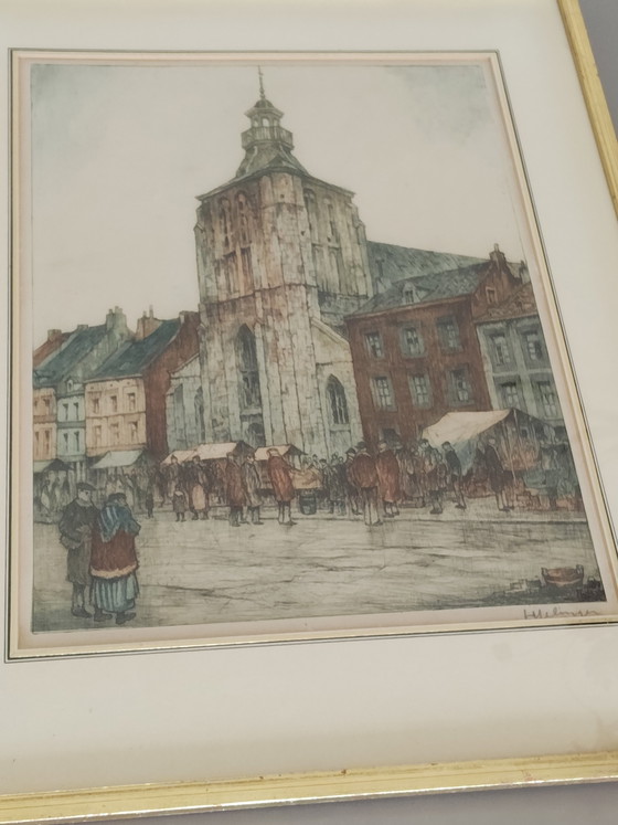 Image 1 of Han Jellinger Ets/ pentekening Boschstraat Maastricht 