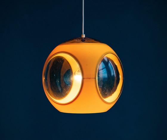 Image 1 of Yellow Massive Bug Eye Space Age Pendant Lamp
