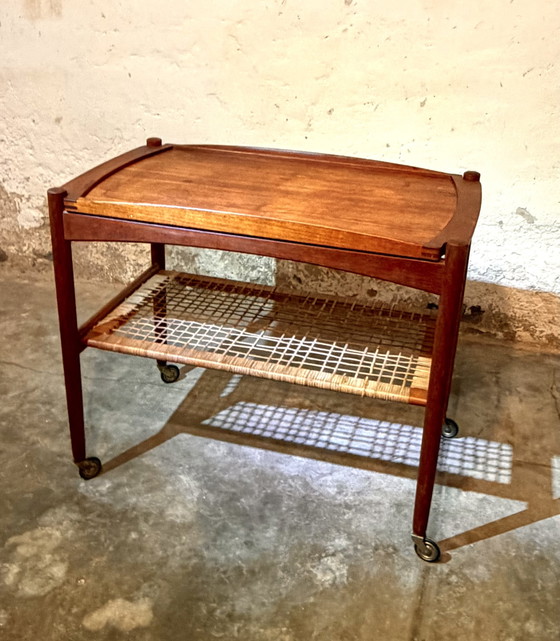 Image 1 of Carrello da tè Poul Hundevad, carrello bar con piano rimovibile