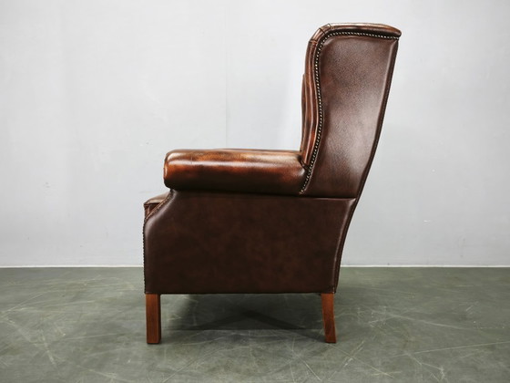 Poltrona Chesterfield contemporanea in pelle con schienale alto, realizzata a mano, anni 2010. – Poltrone (photo 11 of 17)