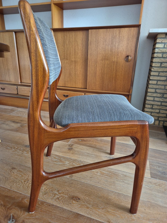Sedie da pranzo vintage design danese – Set di 4 – Teak – Anni '60/'70 – Textile, Wood (photo 7 of 7)