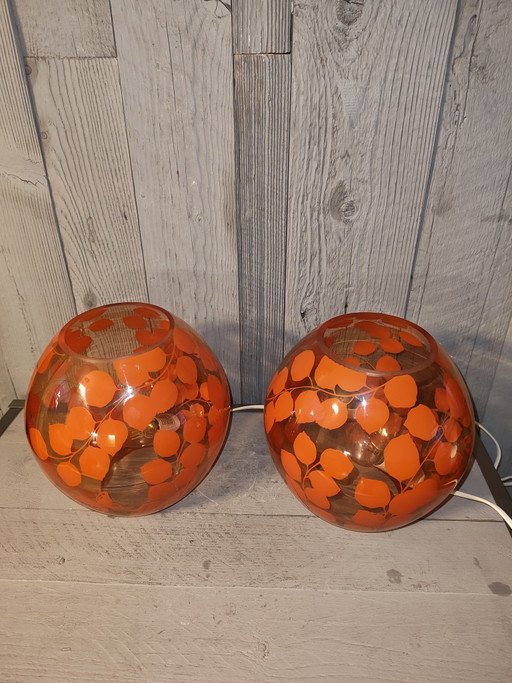 vintage IKEA Knubbig tafellamp set in een zeldzame oranje/rode uitvoering