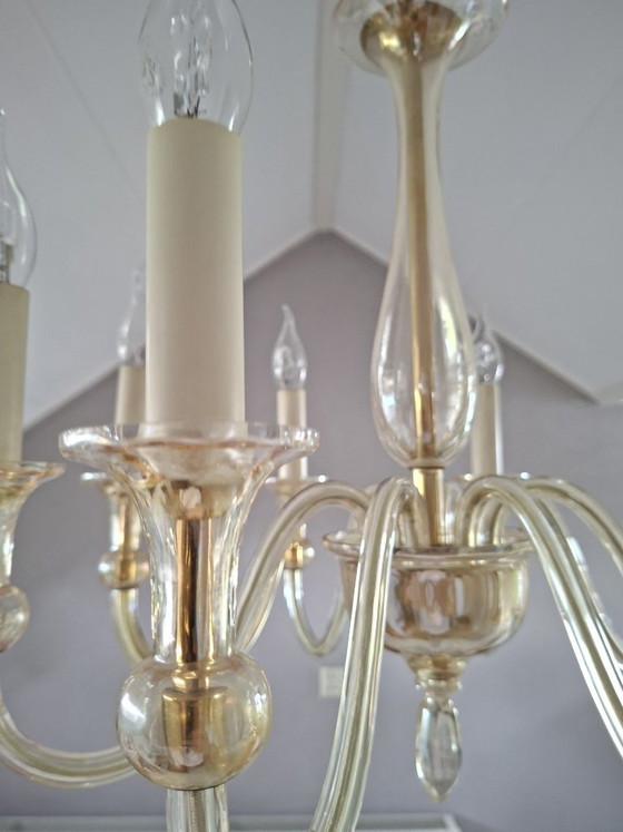 Vintage Italian Murano 8-Arm Chandelier - Crystal. – Copper (photo 14 of 17)