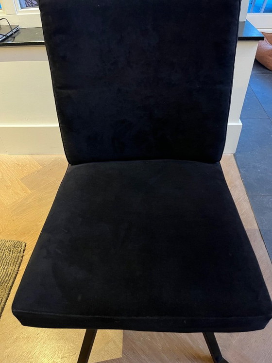 Set aus 8 Esszimmerstühlen, schwarzer Samt, Eichholtz, Metall, Grau, Modern (Foto 4 von 14)
