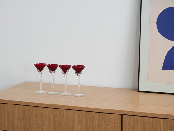 Image 1 of Set of ruby glasses, Danish design, 1970s, manufactured in Denmark