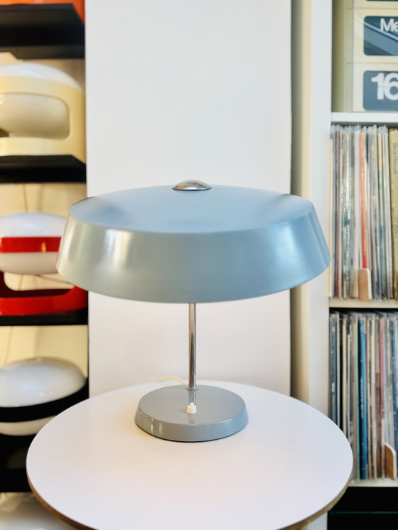 Image 1 of Bauhaus Table Lamp by VEB NARVA Lengefeld – Vintage 1960s Adjustable UFO Desk Light, West Germany Mid-Century Modern Lamp