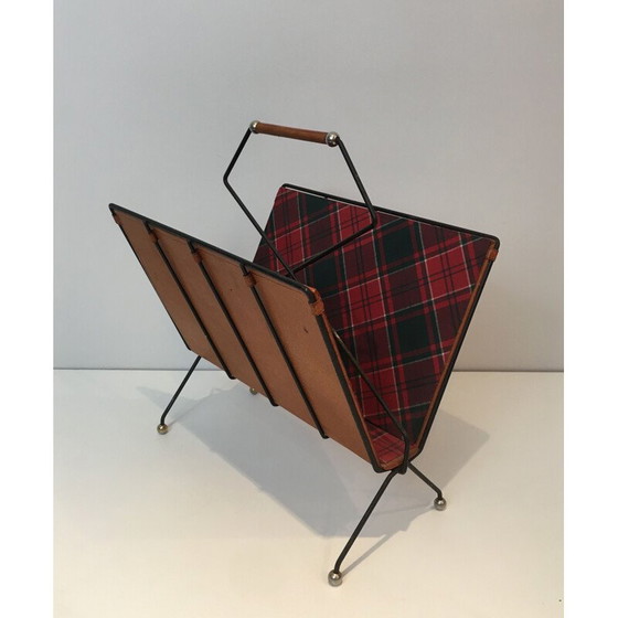 Image 1 of Vintage magazine rack in black lacquered metal, France 1950