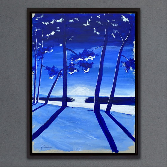 Image 1 of Ultramarine blue acrylic on cardboard with a gesso/acrylic ground.
Size: 40 x 30 cm.