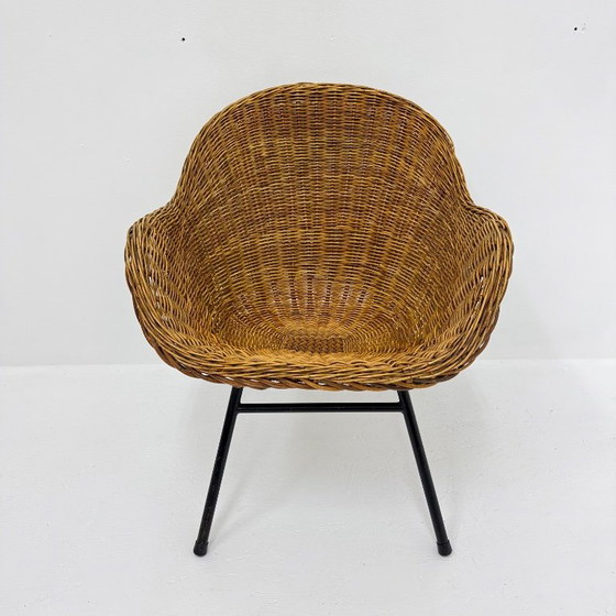 Fauteuil vintage en rotin et métal rohe n oordwolde, Rohé Noordwolde, Marron (photo 2 sur 12)