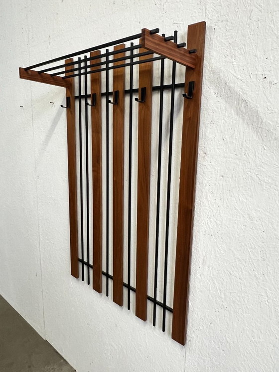 Image 1 of Vintage Wand Kapstok, Teak En Metaal, Duitsland 1960/1970's