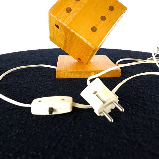 Image 1 of Vintage wooden dice lamp base from the 1970s