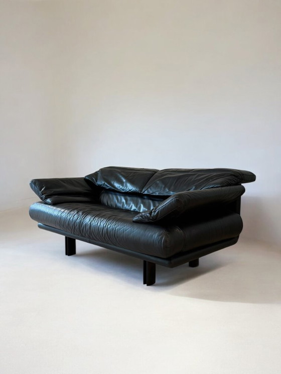 Image 1 of Canapé vintage Alanda 160 cm en cuir noir, par Paolo Piva pour B&B Italia