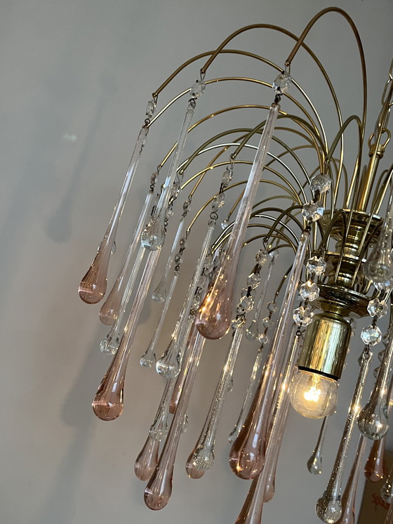 Image 1 of Vintage Pink Teardrop Chandelier Crystal Beads