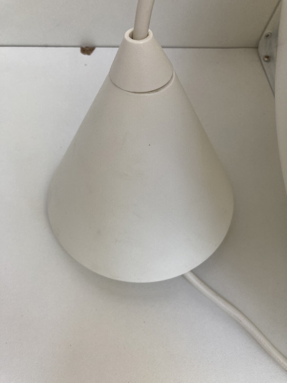 Image 1 of Grote IKEA hanglamp in wit gelakt metaal in de vorm van een vintage halve maan