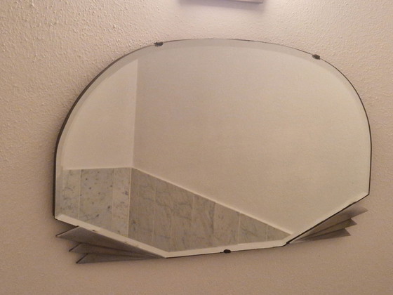 Art Deco Fan Mirror with Chromed Wings (Pegasus-Wings), Silver (photo 4 of 6)