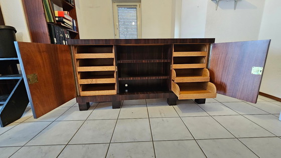 Image 1 of Scrivania Art Déco indipendente con sedia, ebano Makassar