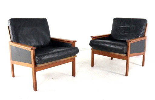 Illum Wikkelso Voor Niels Eilersen Capella Fauteuil Vintage Deens – Leather, Wood