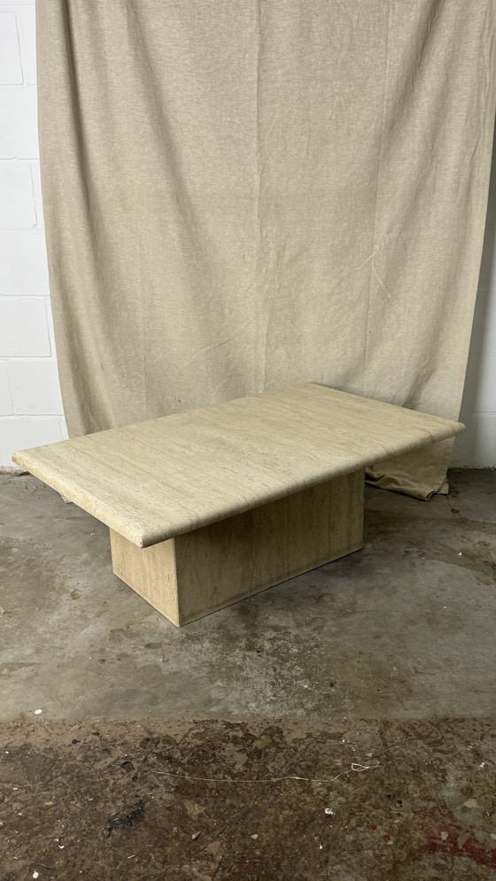 Image 1 of Rectangular Travertine Coffee Table