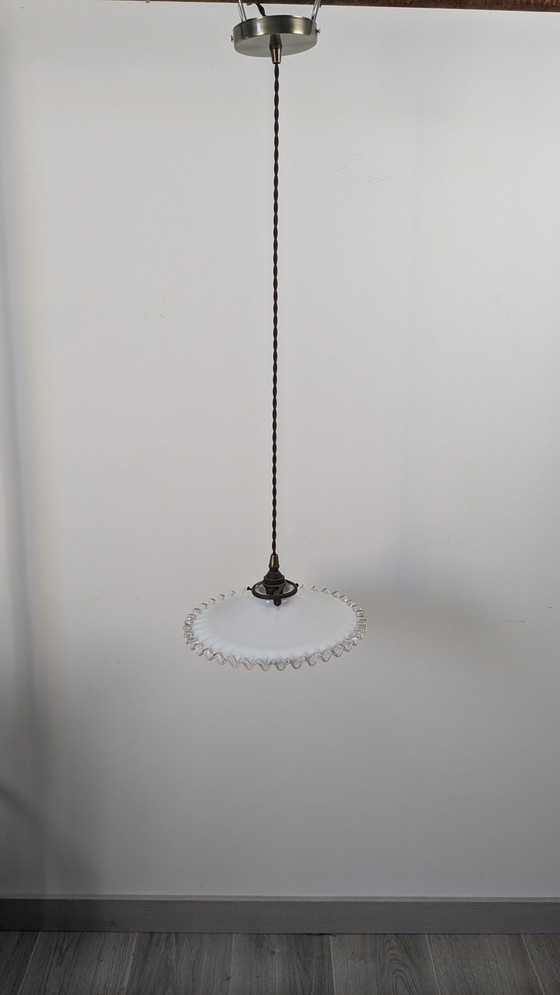 Image 1 of Vintage White Opaline Hanging Lamp