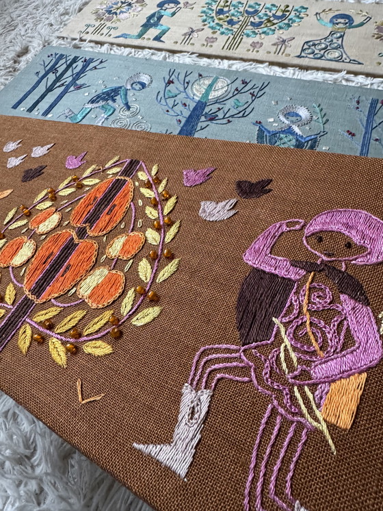 Image 1 of Scandinavische borduurpanelen uit de jaren 60