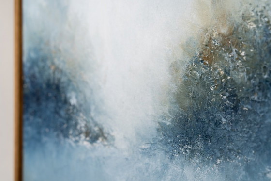 Original Framed Blue Abstract Landscape Painting, Textured Acrylic on Canvas - A Detour (photo 12 of 17)