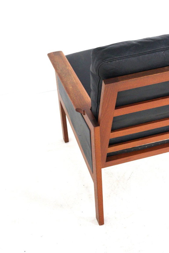 Illum Wikkelso Voor Niels Eilersen Capella Fauteuil Vintage Deens – Leather, Wood (photo 9 of 15)