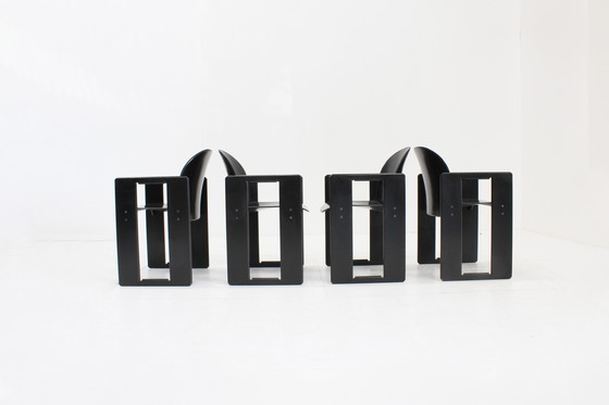 Image 1 of Chaises de salle à manger Dialogo en cuir noir par Afra et Tobia Scarpa pour B&B Italia