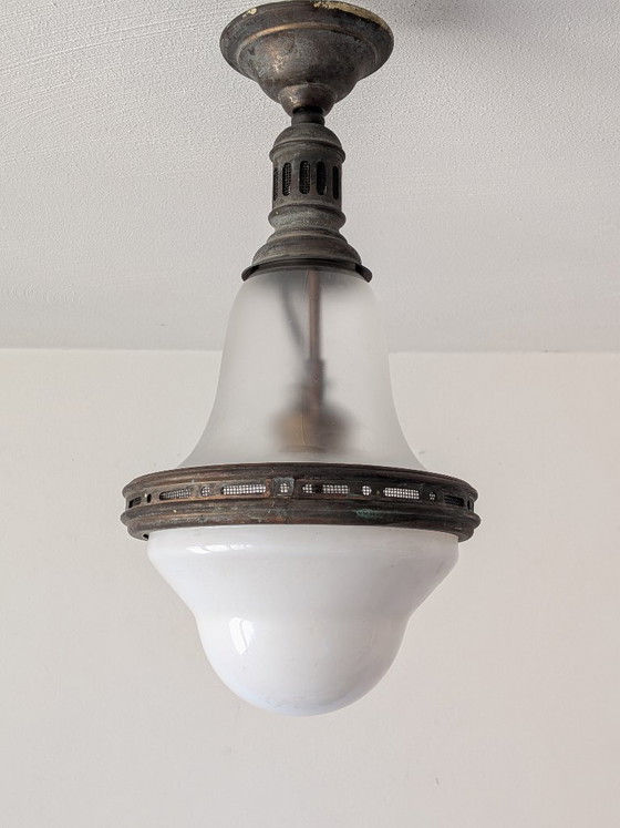 Image 1 of Paire de suspensions vintage style « Luzette » – Bauhaus / Art déco français – Recâblées