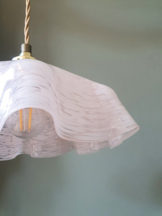 Image 1 of Lampada a sospensione vintage in vetro Clichy, anni '30, lampada da soffitto Art Déco