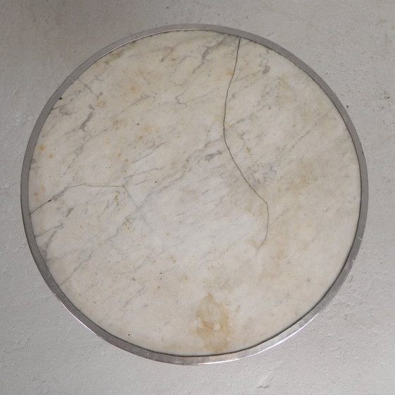 Image 1 of Tavolo da bistrot con gambe in ghisa e piano in marmo, anni '20