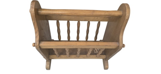 Image 1 of Vintage tijdschriftenrek van massief hout uit de jaren 80.