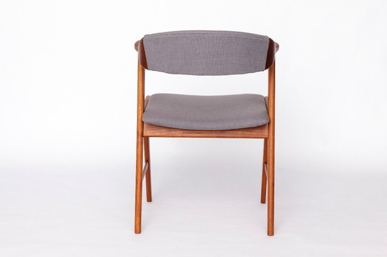 Image 1 of Unique Danish Armchair – 1960s/1970s Teak Vintage Desk or Dining Chair, Grey Upholstery, Mid Century Modern