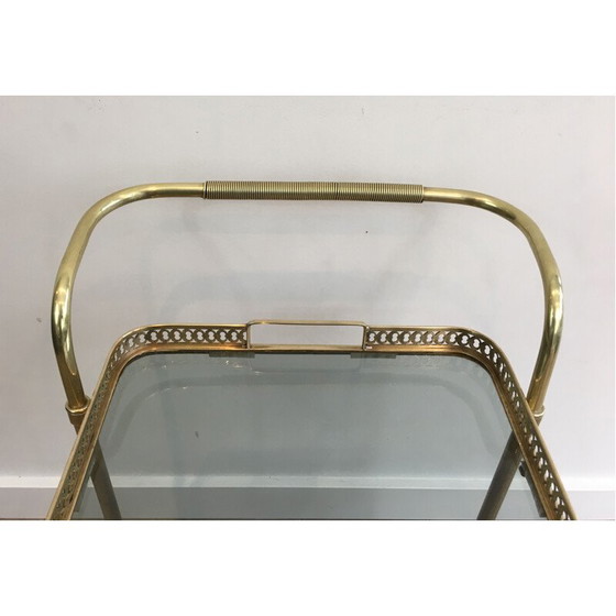 Image 1 of Vintage brass coffee table with neoclassical top, 1940