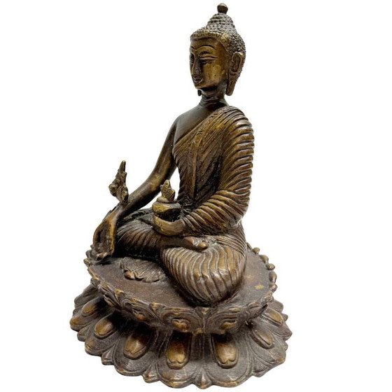 Antique Bronze Sino-Tibetan Buddha Statue on Lotus Throne – Sculpture (photo 8 of 10)