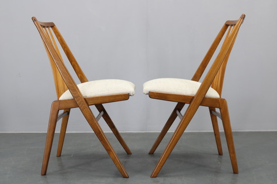 Image 1 of 1970 Ensemble de quatre chaises de salle à manger en hêtre, Allemagne de l'Ouest