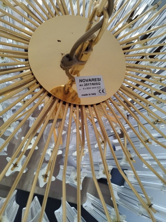 Novaresi Kristalllampe, Kronleuchter, Metall, Gold (Foto 5 von 7)