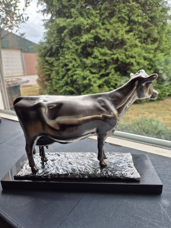Verzilverd Koeienbeeld – Decoratieve objecten, Metal, Marble (photo 4 of 9)