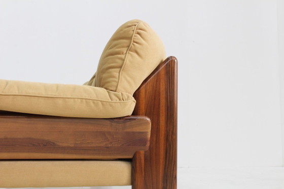 Vintage 3 seater sofa by Mario Marenco for Mobilgirgi, Mobil Girgi, Couches, Textile, Wood, Yellow, 1970 (photo 5 of 11)