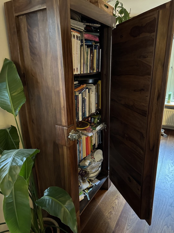 Image 1 of Solid teak cabinet - repro refrigerator model