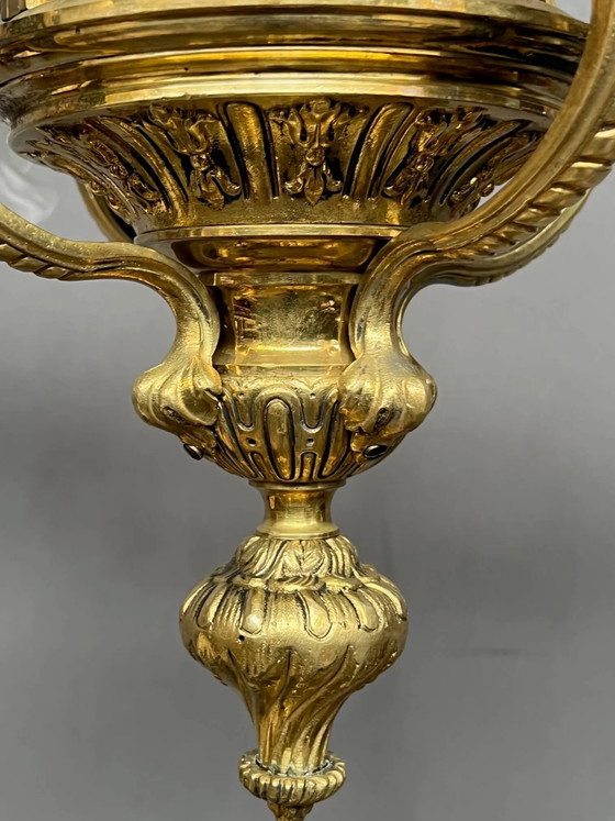 Antieke kroonluchter van massief verguld brons. – Bronze (photo 7 of 8)