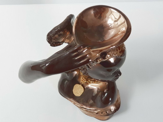 Image 1 of African Bust Trinket Tray 1950s Vintage Rockabilly Ceramic 50s Zazou