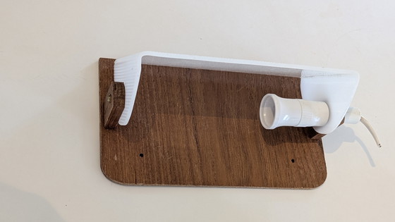 Image 1 of Pair of teak and plexiglass bedside wall lamps - Sweden 1970's