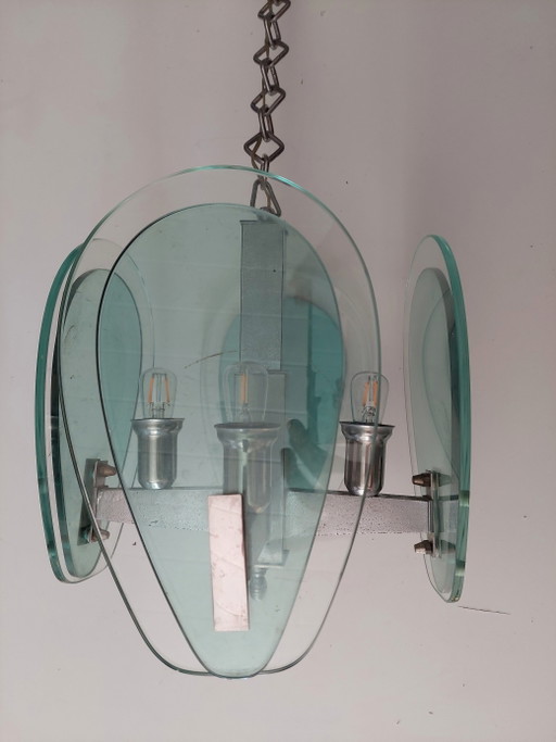 Fonta Arte 1970s Turquoise Glass Pendant Lamp