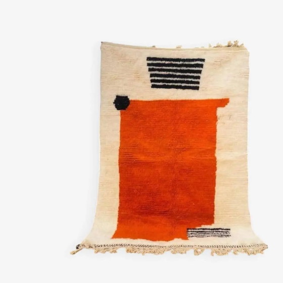 Handmade rug 200x300 cm, wool, orange, Morocco – Rugs & carpets, Cotton, Modern (photo 3 of 10)