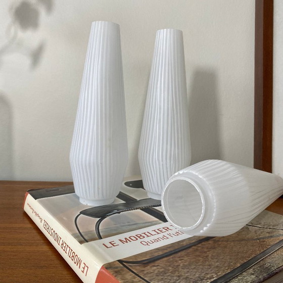 Image 1 of 3 Antique Tulip Shades in White Ribbed Glass for Wall Lamp/Chapel