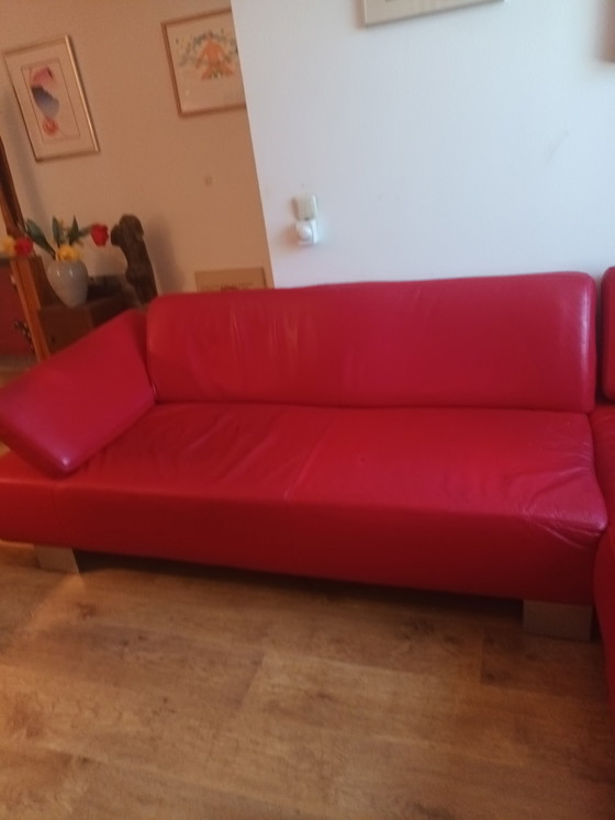 Image 1 of Rode leren design bank van Montel