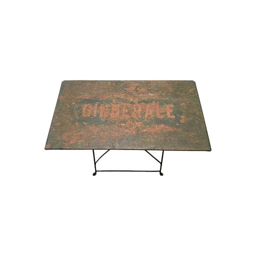 Old French metal bistro folding table, first half of the 20th century